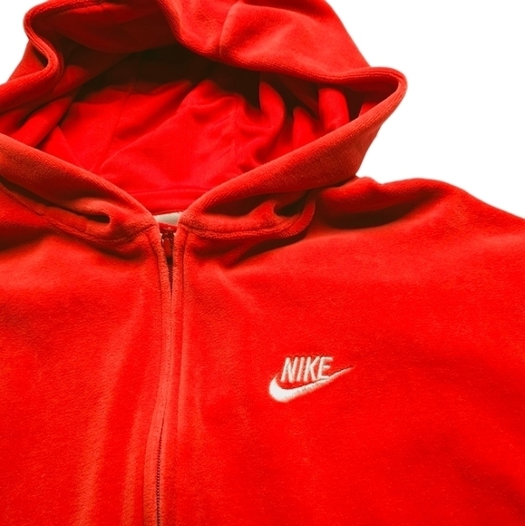 Y2K Nike Red Velour Full Zip Retro Racer Stripes Relaxed Fit women's medium - Picture 3 of 13